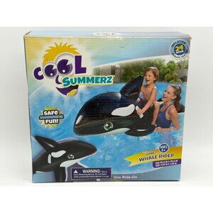 Cool Summerz Jumbo Whale Rider Pool Float 80" Durable Vinyl Age 3+ Safe Swimming